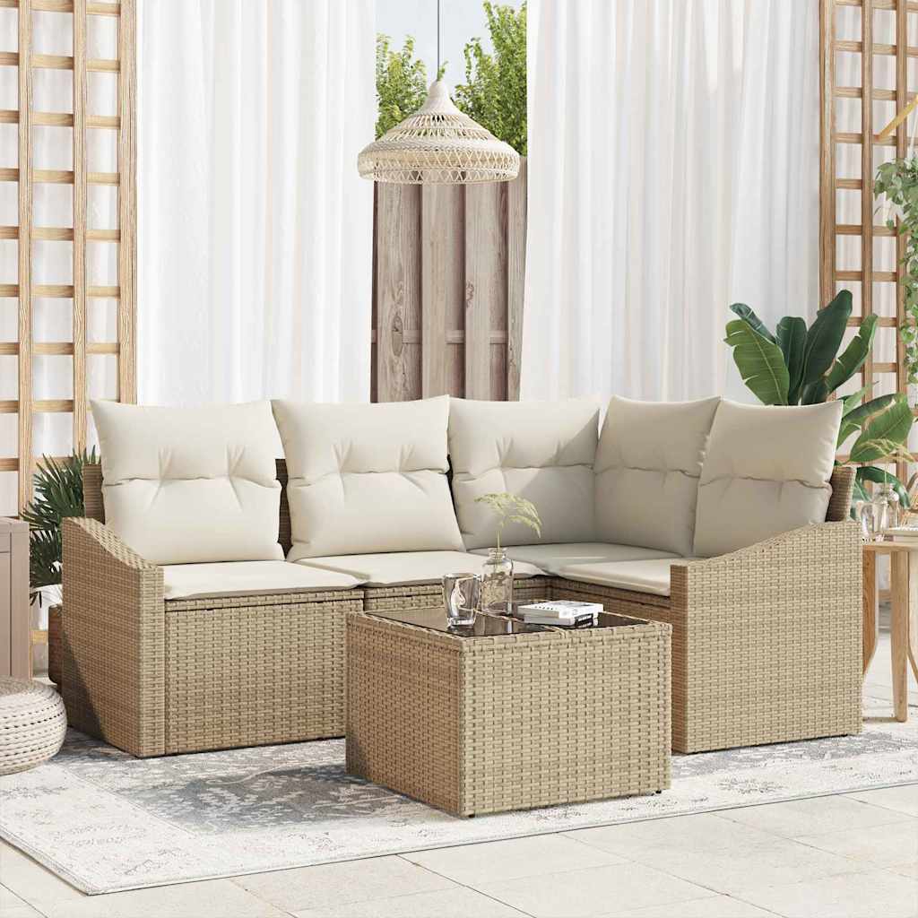 Garten Essgruppe mit Kissen mit Speicher 5 pcs Beige und Creme